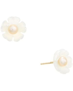 Maitre De Diamant 18k 3-4mm Pearl Earring - White