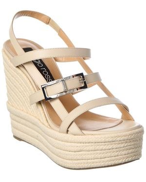Sergio Rossi Nora 75 Leather Wedge Sandal - Metallic