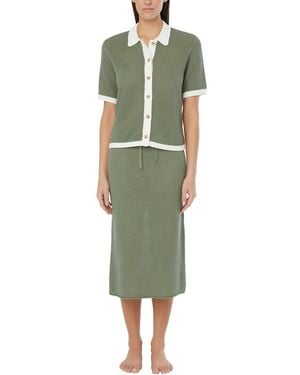 Onia Linen Knit Low Rise Midi Skirt - Green