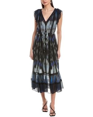 Marchesa Marchesa Rosa Silk-Blend Midi Dress - Blue