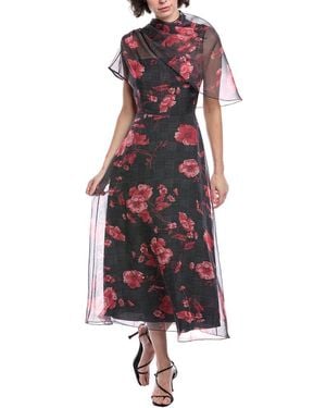 Lela Rose Draped Bodice Midi Dress - Red