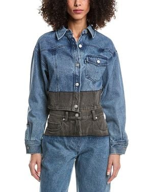 3.1 Phillip Lim Two-Toned Denim Cropped Shirt Jacket - Blue