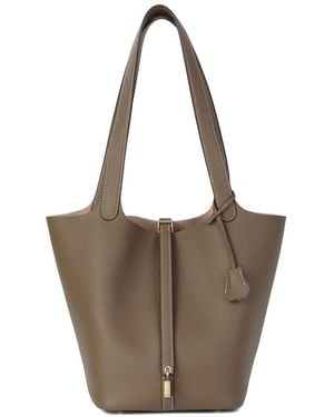 Tiffany & Fred Paris Pebbled Leather Bucket Tote - Brown