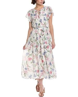 Cece Ruffle Keyhole Tie-Waist Midi Dress - White