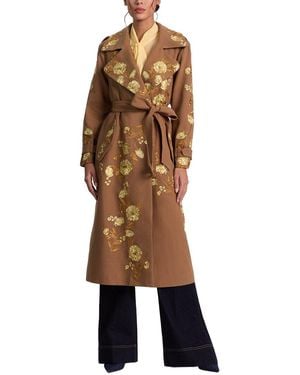 Alice + Olivia Nevada Embr Trench Coat - Brown