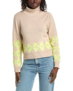 Isla Noah Geo Turtleneck 100% Cashmere Jumper - Blue