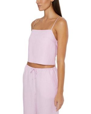Onia Air Linen-blend Square Neck Tank - Purple