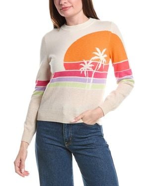 Isla Joy Palm Sunset Cashmere Top - White
