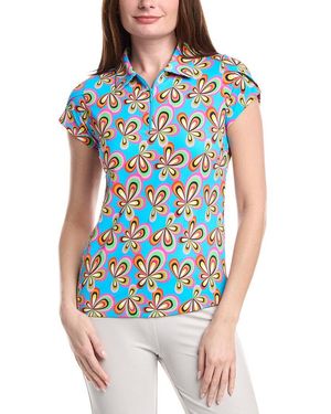 IBKUL Tulip Sleeve Polo Shirt - Blue