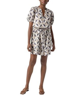 Lilla P Shirred Elbow Sleeve Dress - White