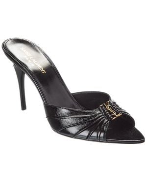 Saint Laurent Babylone Leather Mule - Black