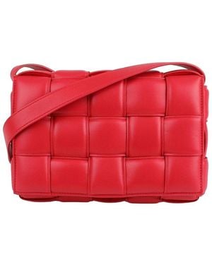Bottega Veneta Leather Padded Cassette Crossbody (Authentic Pre-Loved) - Red