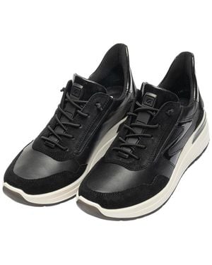 Ara Galicia Suede, Leather, & Patent Sneaker - Black