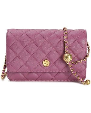 Tiffany & Fred Paris Quilted Leather Crossbody - Purple