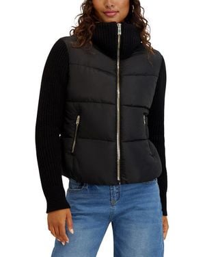 Kensie Wool Blend Notch Collar Fringe Button Front - Black