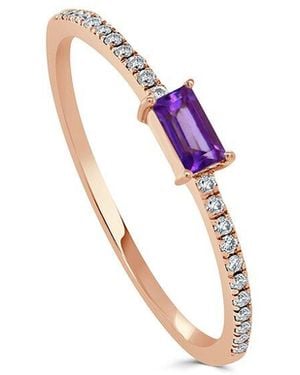Sabrina Designs 14k Rose Gold 0.16 Ct. Tw. Diamond & Amethyst Stackable Ring - White