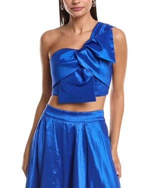 MILLY Laney Bow Cropped Top - Blue