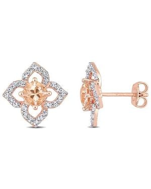 Rina Limor Rose Gold Vermeil 1.58 Ct. Tw. Gemstone Floral Earrings - White