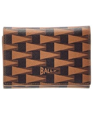 Bally Pennant Leather Card Holder - Brown