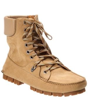 Ferragamo Grifo Leather Hiking Boot - Natural