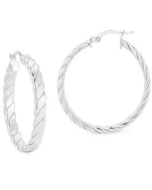 Chloe and Madison Medium Flattened Twist Hoops - White