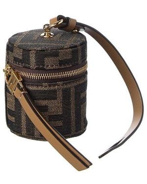 Fendi Baguette Ff Jacquard & Leather Coin Holder - White