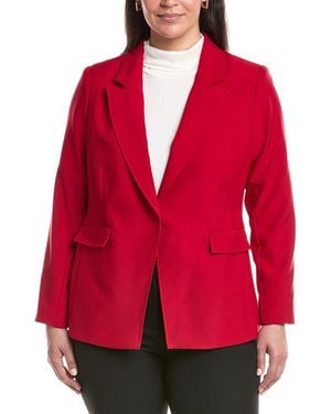 Tahari Plus Solid Blazer - Red