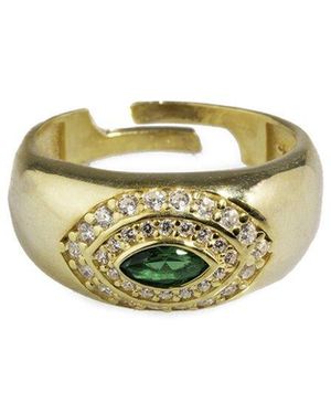 Ebru Jewelry Cz Statement Adjustable Ring - White