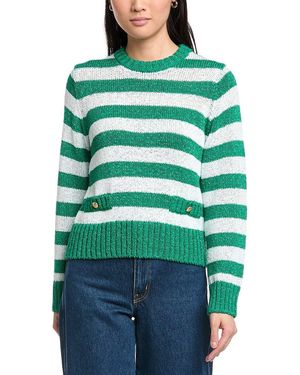 St. John Relaxed Crewneck Striped Jumper - Green