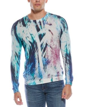 Autumn Cashmere Cotton By Leaf Print Cashmere-Blend Crewneck Jumper - Blue