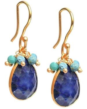 Liv Oliver 18k Plated 18.75 Ct. Tw. Sapphire, Turquoise Earrings - Blue