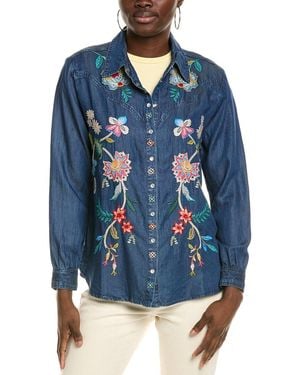 Johnny Was Western Shirt Malaya - Blue