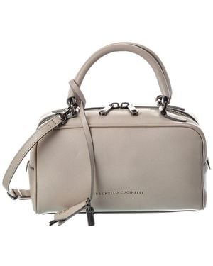Brunello Cucinelli Leather Satchel - Grey