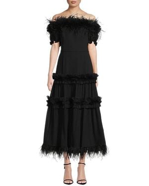 Shani Off-The-Shoulder Midi Dress - Black