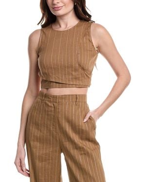 Marella Cristin Linen-Blend Top - Brown