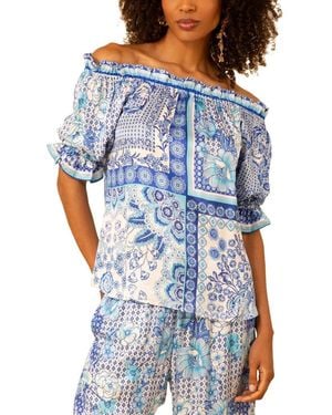 Hale Bob Tatum Silk-Blend Blouse - Blue