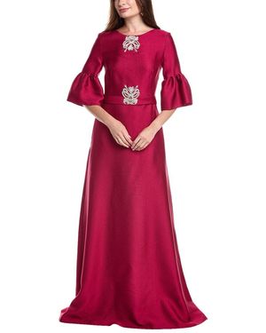 Reem Acra Trumpet Half-Sleeve Caftan - Red