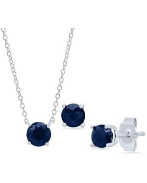 MaxColor 1.68 Ct. Tw. Sapphire Pendant & Studs Set - Blue