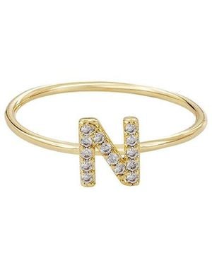 Adornia 14K Plated Cz Initial Ring - White