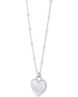 Italian Silver Pearl Heart Necklace - White