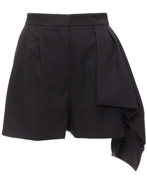 McQueen Wool Cascade Wide Short, Size It (Authentic Pre-Loved) - Black