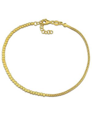 Italian Silver Wheat Link Chain Bracelet - Metallic