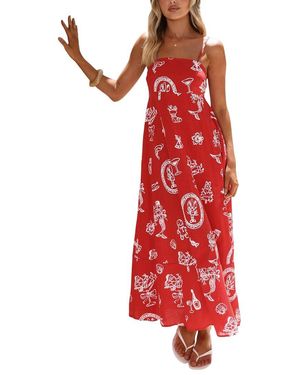 LOEY Printed Maxi Dress - Red
