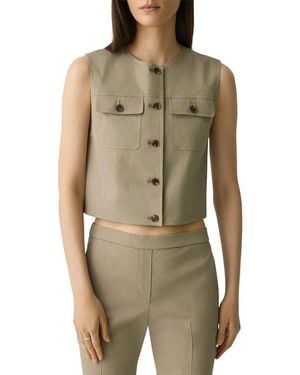 Theory Linen-Blend Trucker Vest - Green