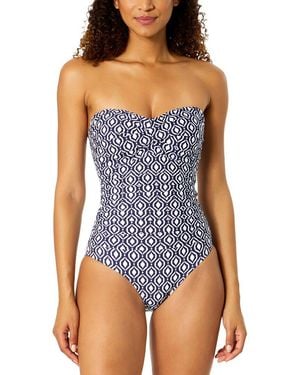 Anne Cole Twist Front Strapless One-Piece - Blue