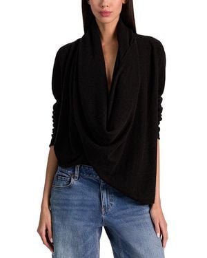 Alice + Olivia Jules Drape Cashmere Pullover - Black