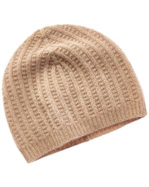 Amicale Cashmere Marl Ribbed Cashmere Beanie - Natural