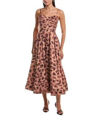 MILLY Queen Leopard Printed Bustier Dress - Brown