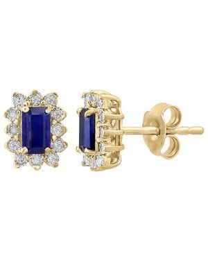 Effy Fine Jewelry 14K Over 0.87 Ct. Tw. Diamond & Sapphire Earrings - Blue
