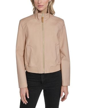 Cole Haan Pin Stripe Rain Bomber Jacket - Natural